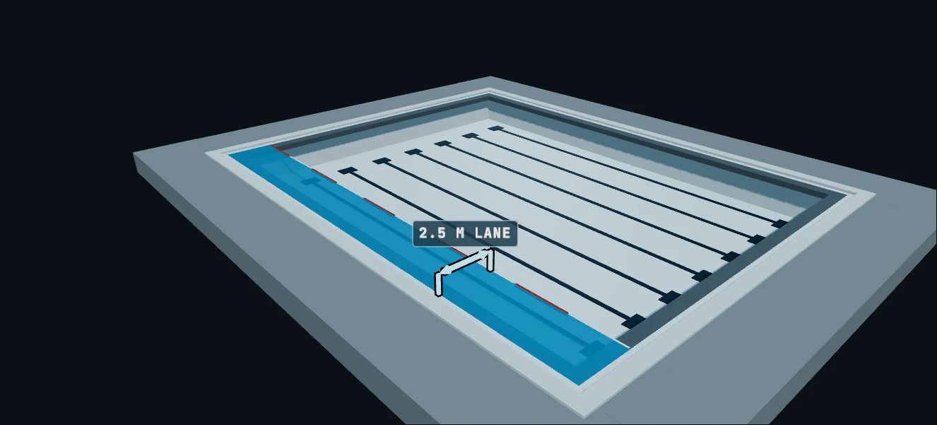 Competition pool at the opening specification, with its first lane filled.